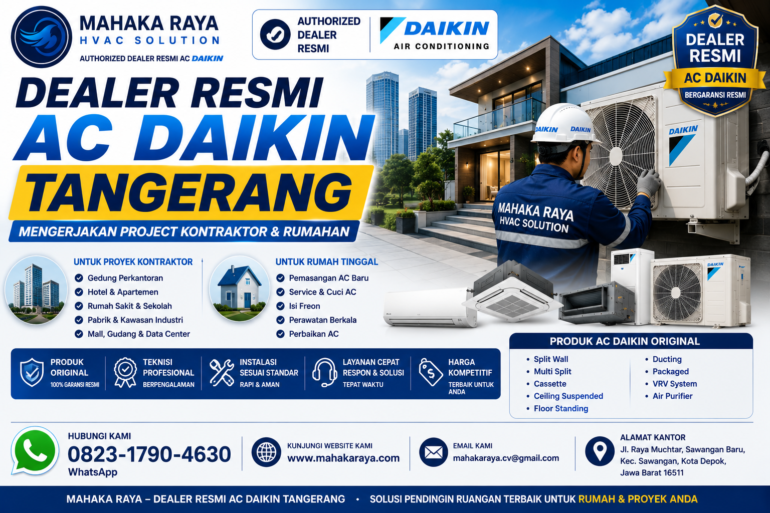 AC DAIKIN BSD City, Dealer Resmi AC DAIKIN Gading Serpong, Dealer Resmi AC DAIKIN Alam Sutera