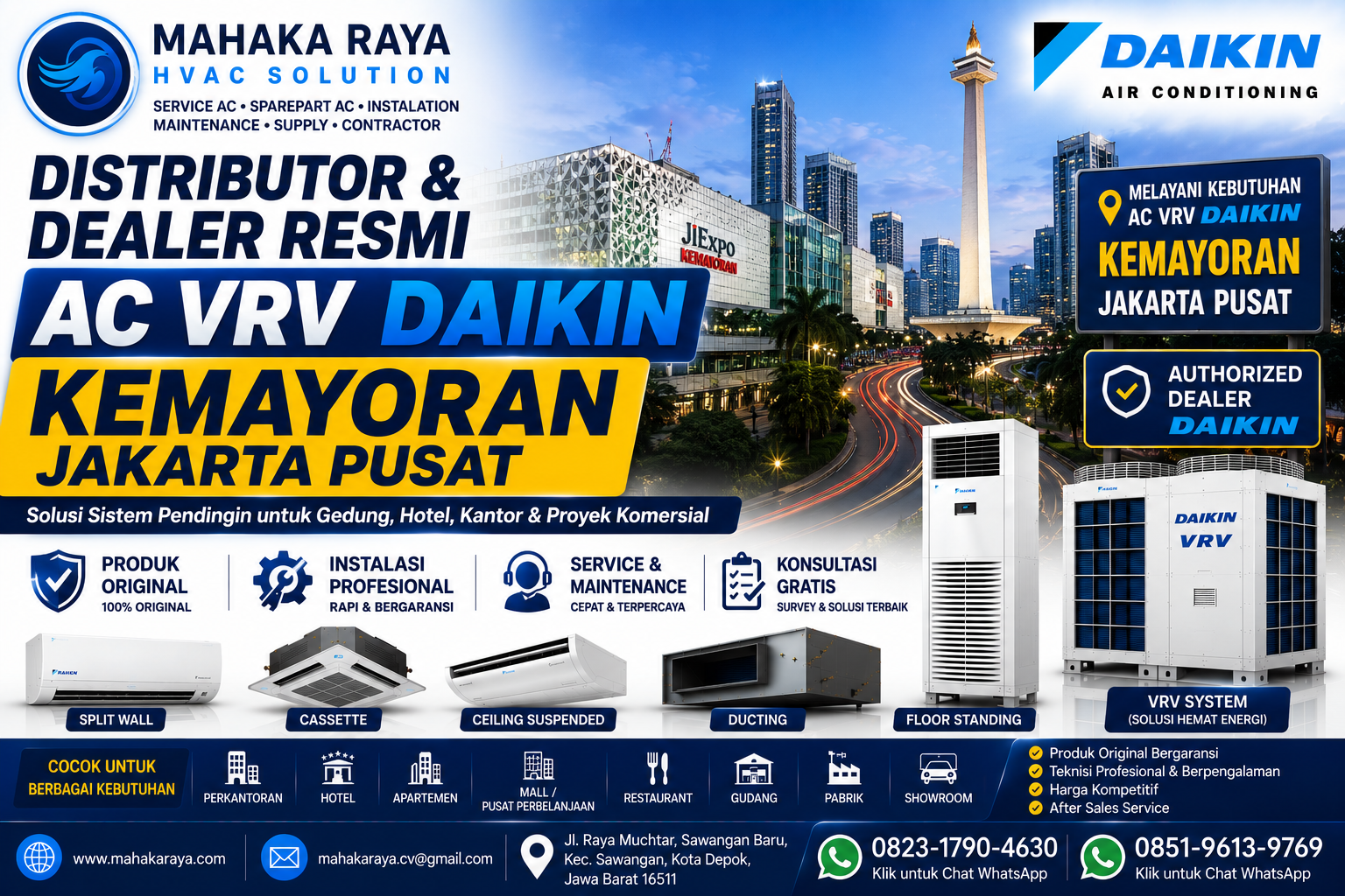 Distributor dan Dealer Resmi AC VRV DAIKIN Kemayoran Jakarta